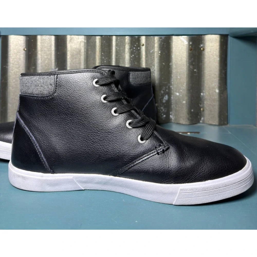 Nautica Breakwater Mens 1 1 Black Genuine Leather Hi-Top Chukka Sneaker Boot